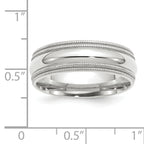 14k White Gold 7mm Double Milgrain Comfort Fit Wedding Band