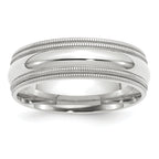 14k White Gold 7mm Double Milgrain Comfort Fit Wedding Band