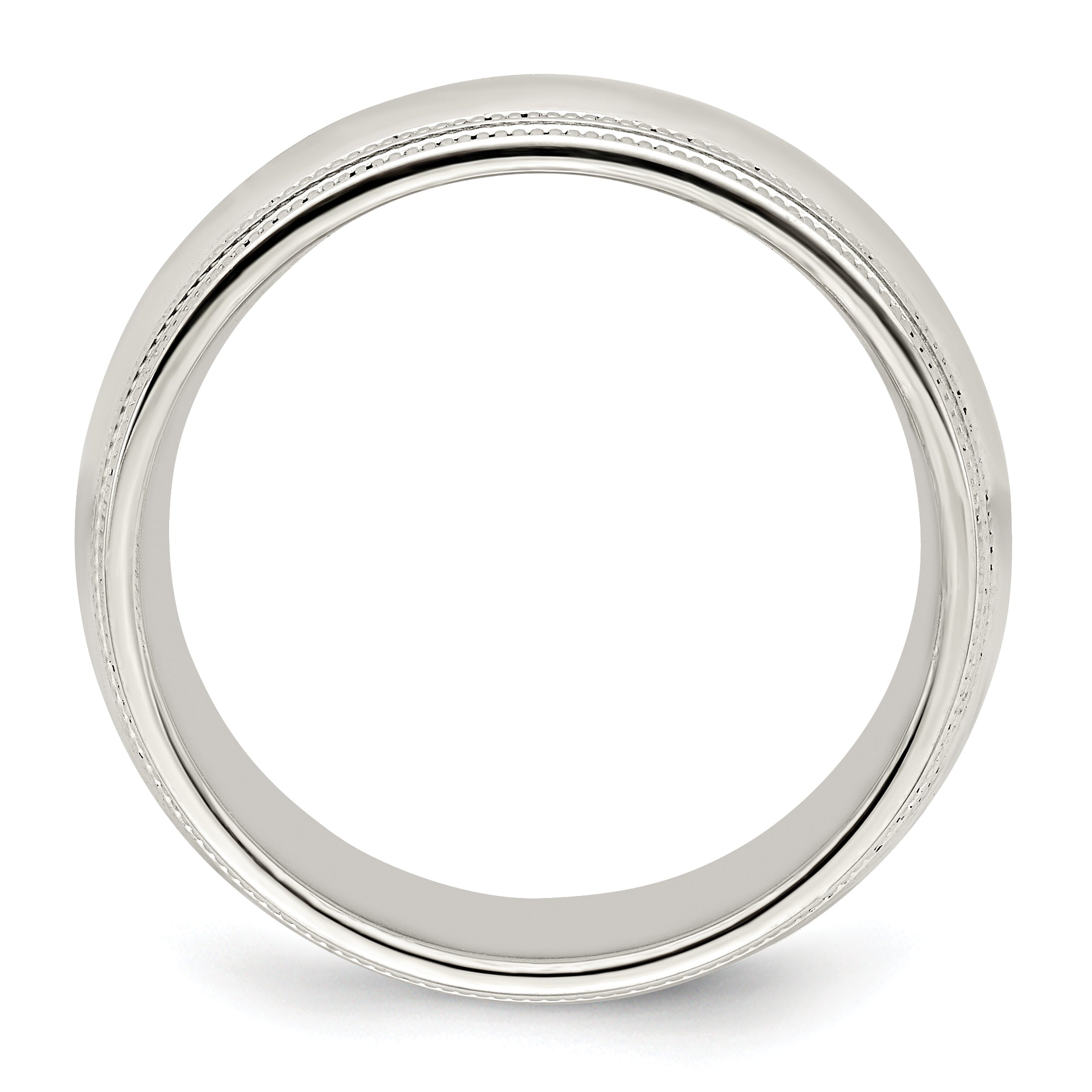 10k White Gold 8mm Double Milgrain Comfort Fit Wedding Band Size 4 Secondary image