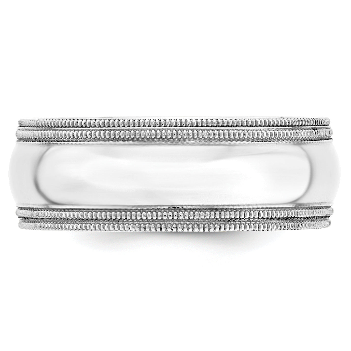 8.0mm 10K White Gold Double Milgrain Comfort Fit Wedding Band Secondary image