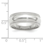 14k White Gold 8mm Double Milgrain Comfort Fit Wedding Band Size 13.5