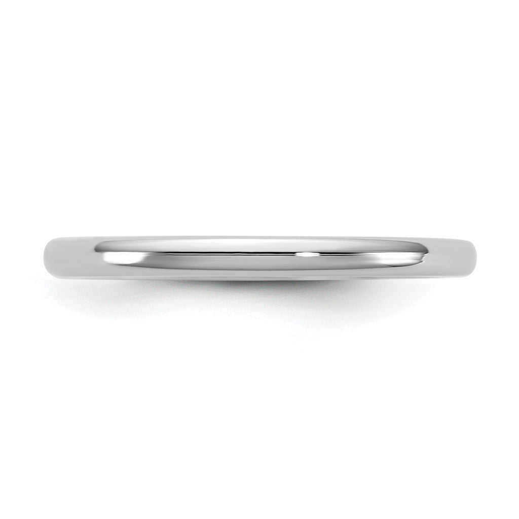 14K White Gold Domed Comfort-Fit Wedding Band 2mm