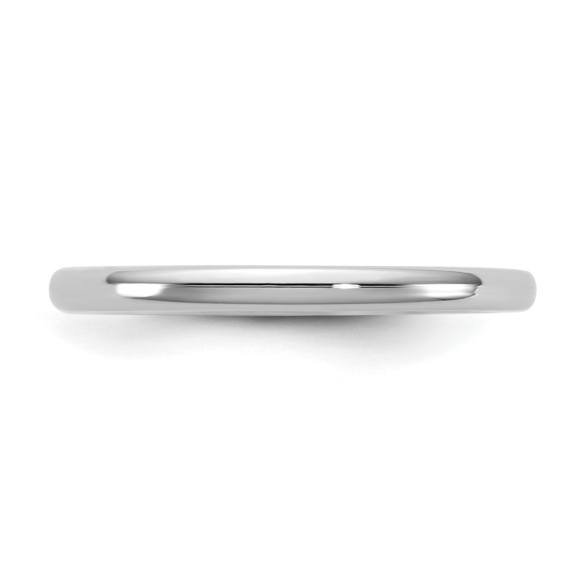 14K White Gold Domed Comfort-Fit Wedding Band 2mm