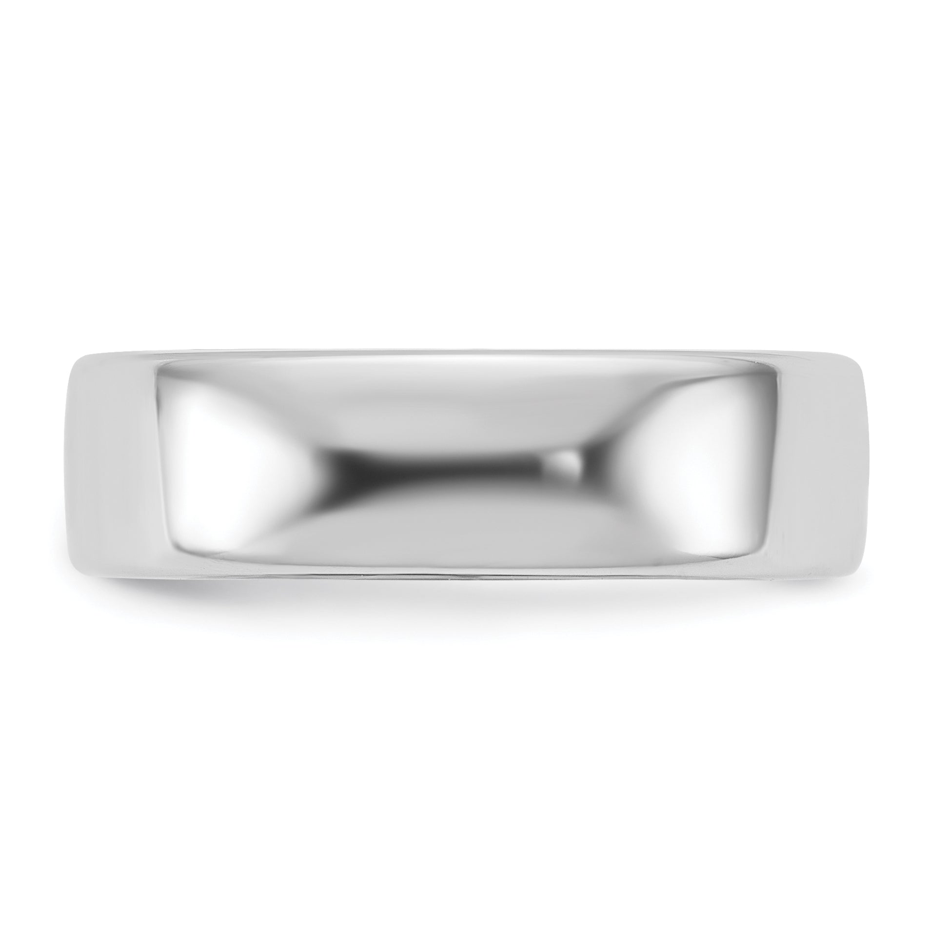 14K White Gold Domed Comfort-Fit Wedding Band 6mm