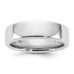 14K White Gold Domed Comfort-Fit Wedding Band 6mm