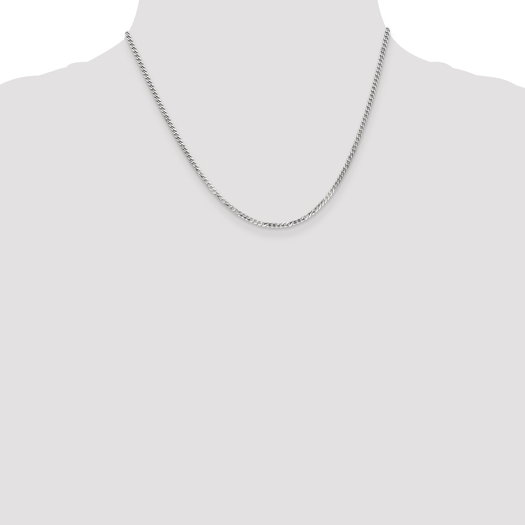 14k White Gold 2.2mm Flat Beveled Curb Chain