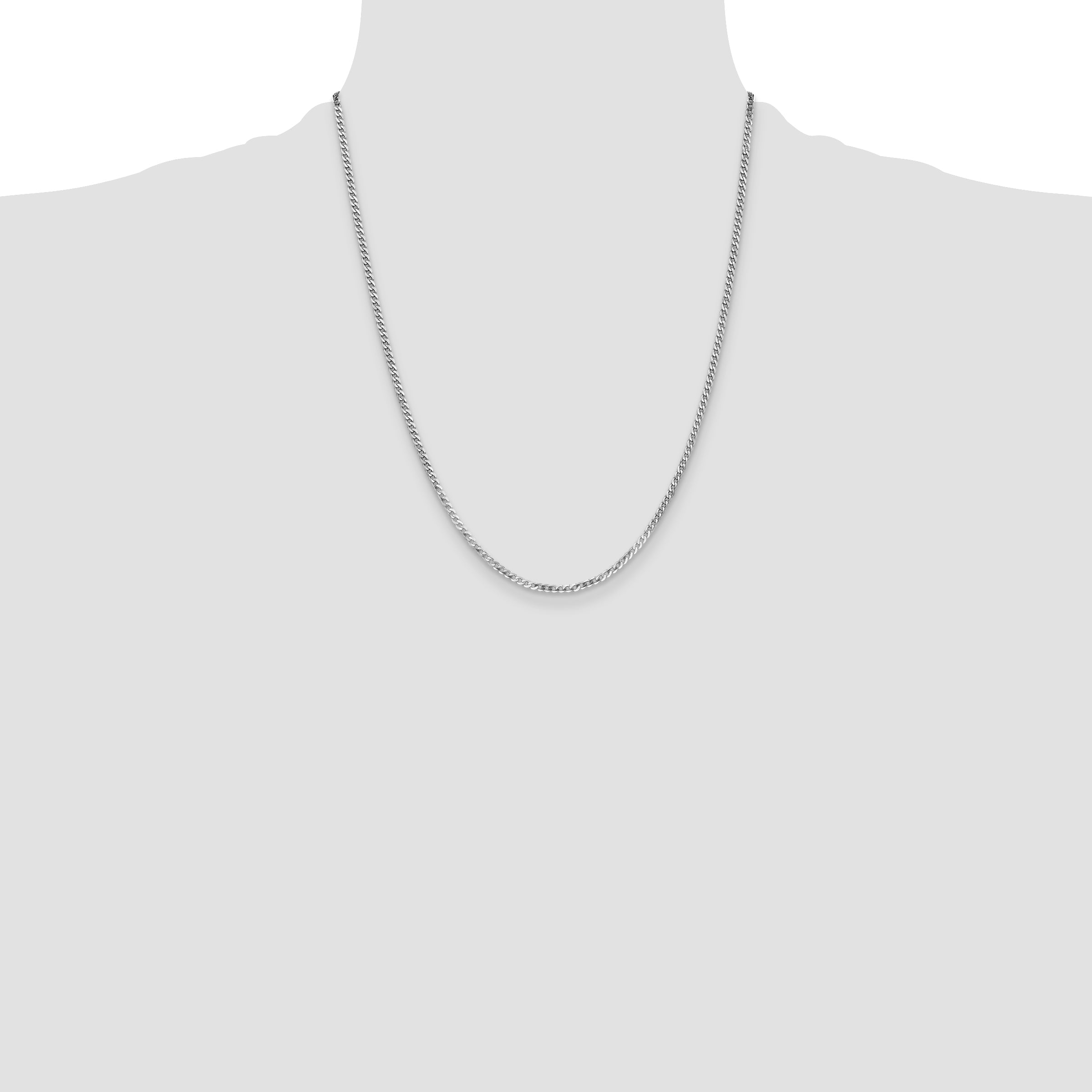 14k White Gold 2.2mm Flat Beveled Curb Chain