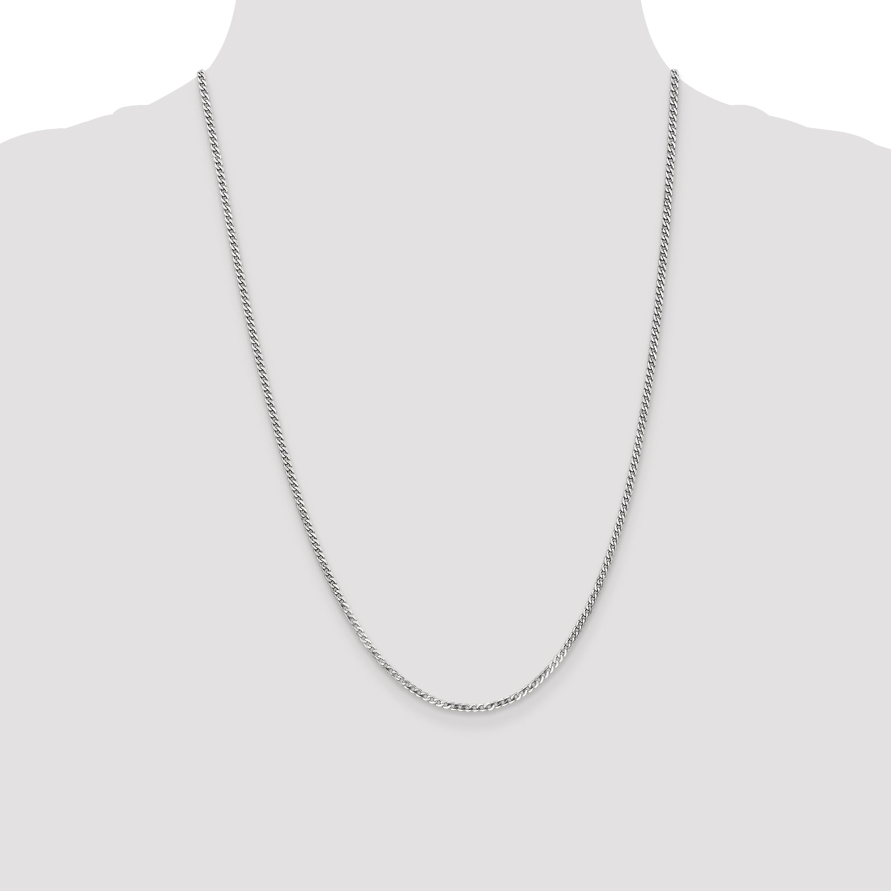 14k White Gold 2.2mm Flat Beveled Curb Chain