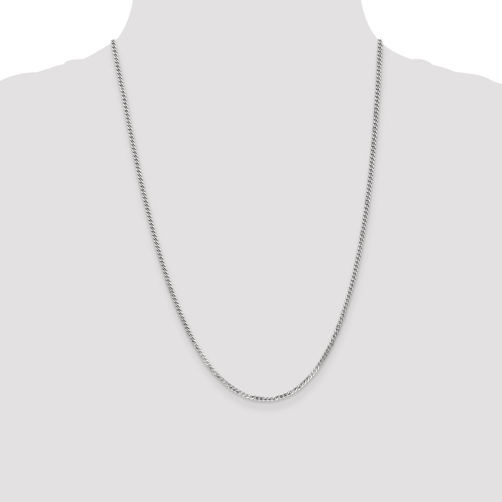14k White Gold 2.2mm Flat Beveled Curb Chain