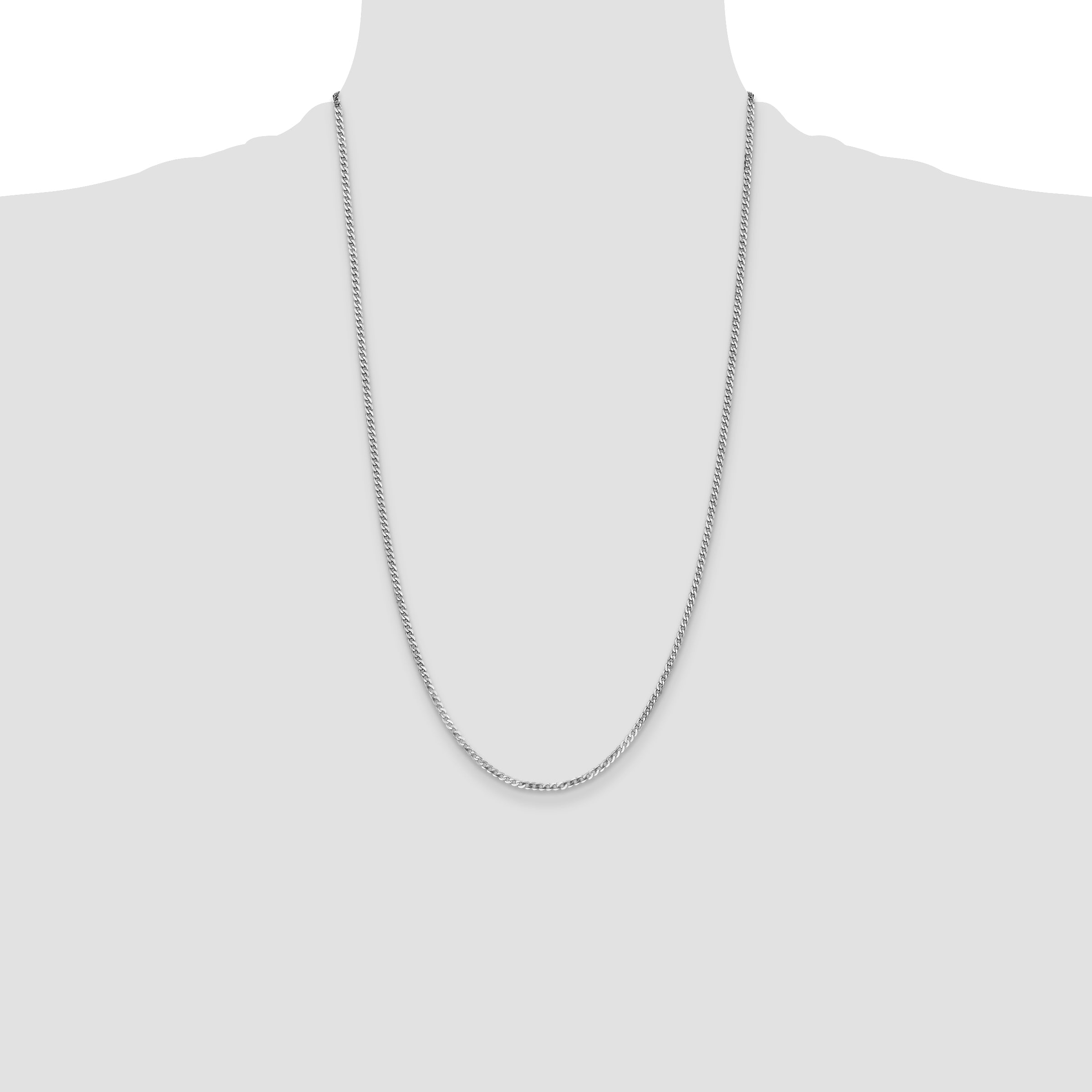 14k White Gold 2.2mm Flat Beveled Curb Chain
