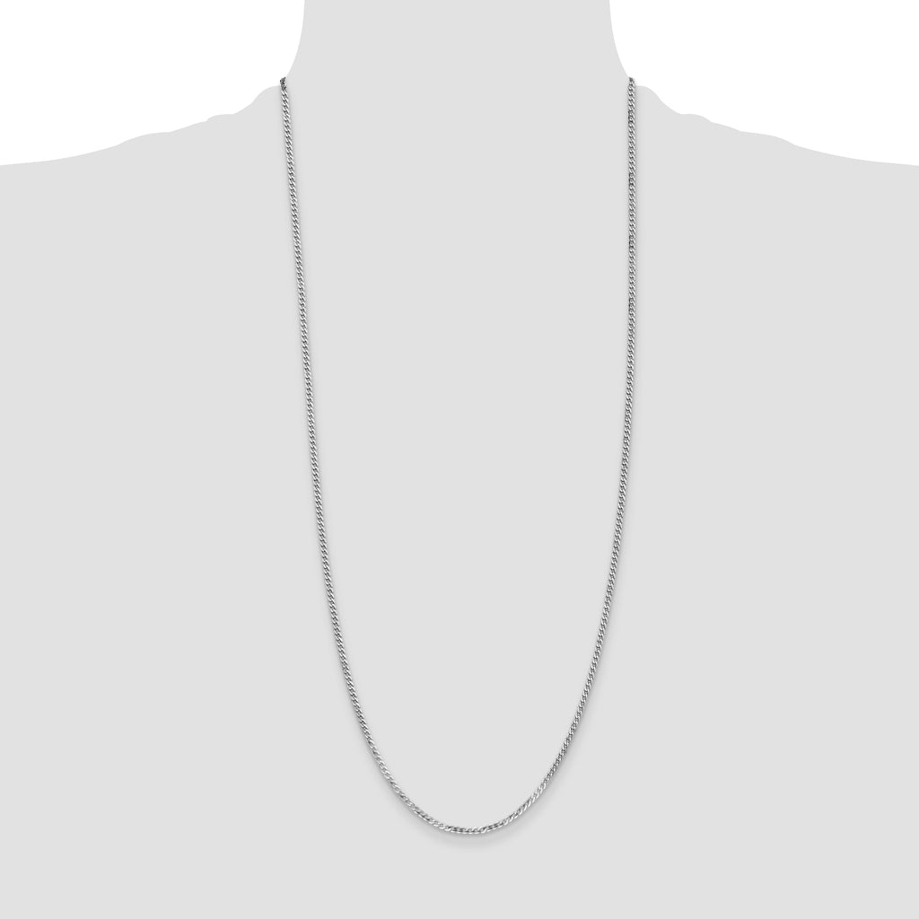 14k White Gold 2.2mm Flat Beveled Curb Chain