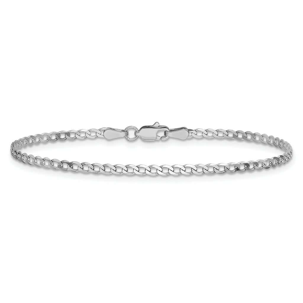 14k White Gold 2.2mm Flat Beveled Curb Chain