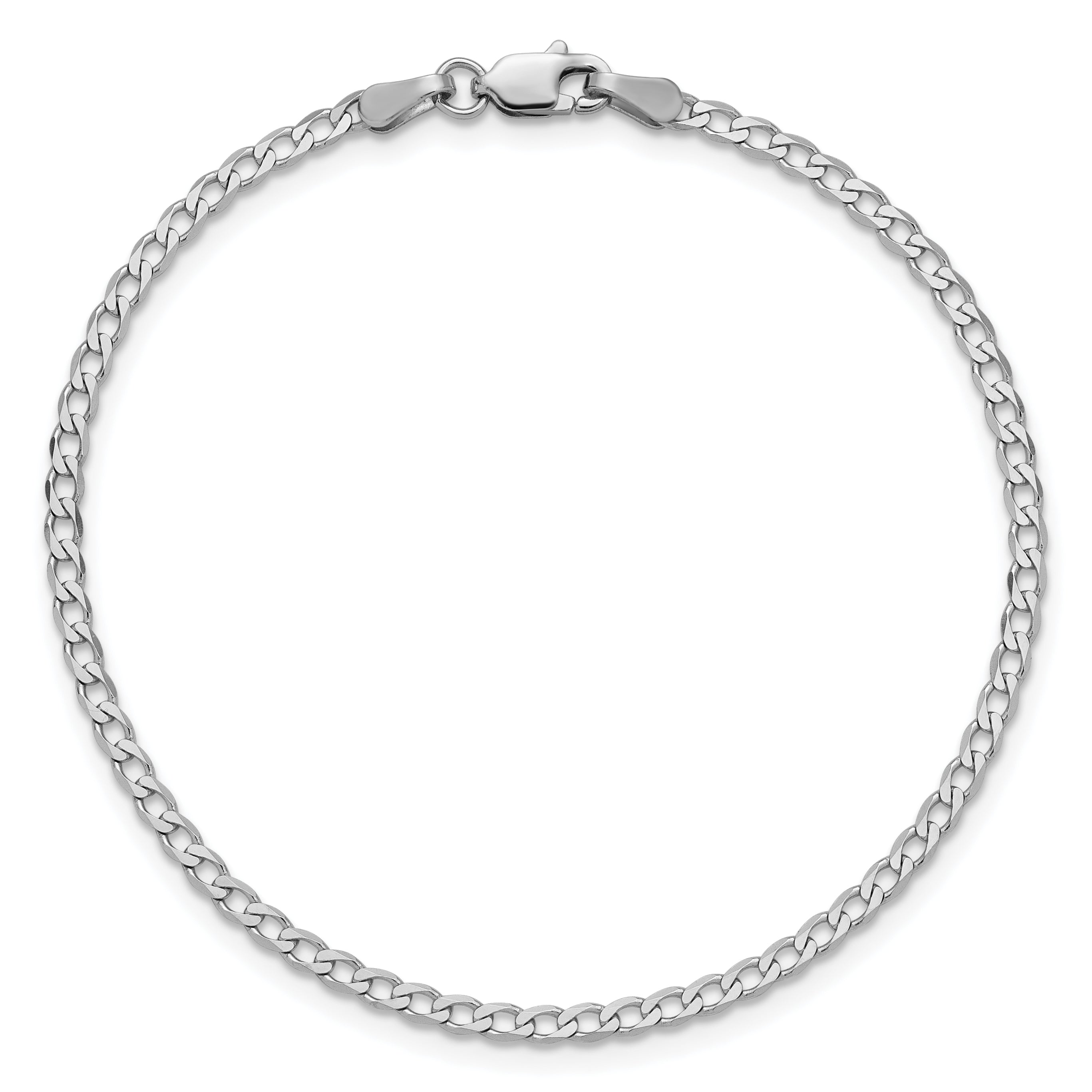 14k White Gold 2.2mm Flat Beveled Curb Chain