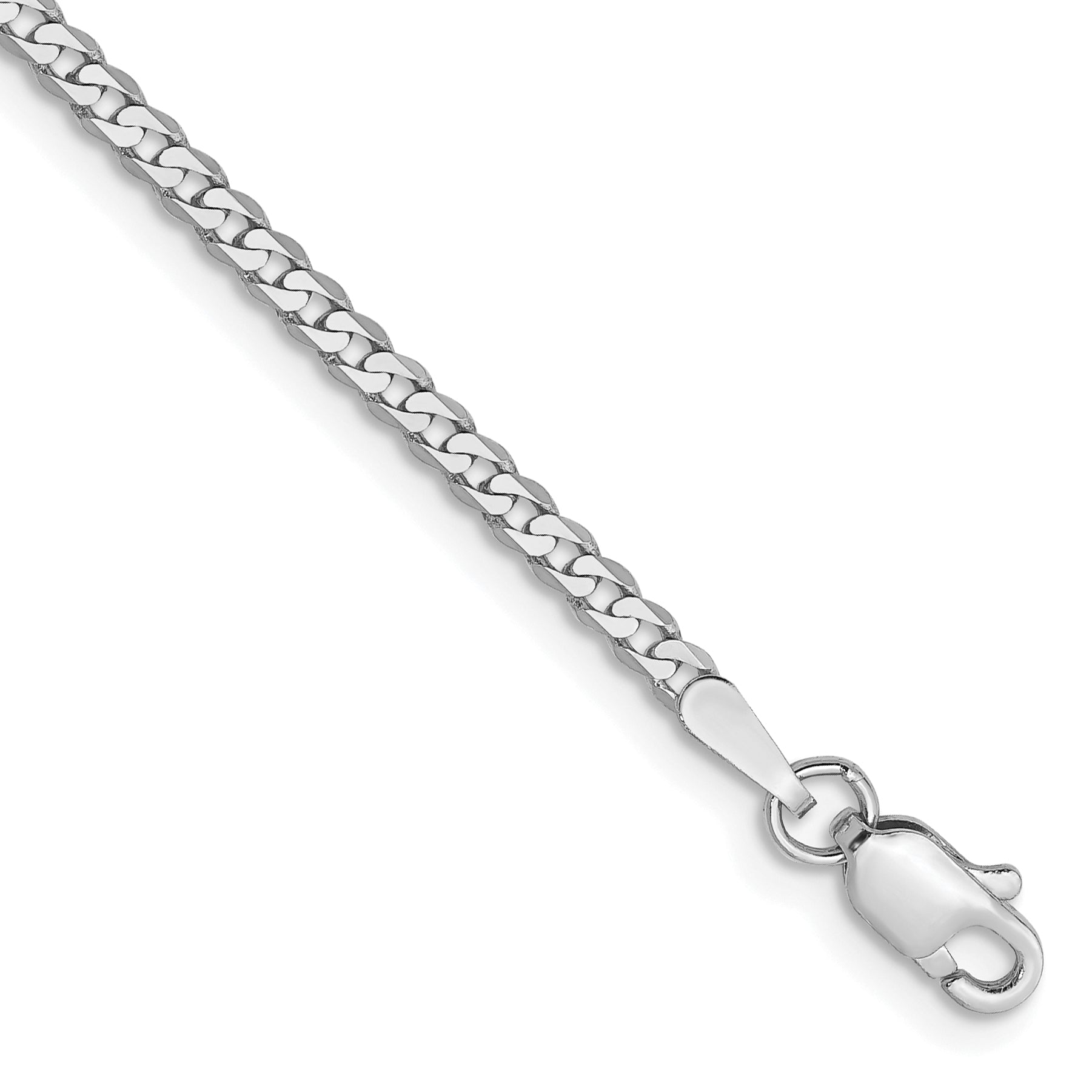 14k White Gold 2.2mm Flat Beveled Curb Chain Main image