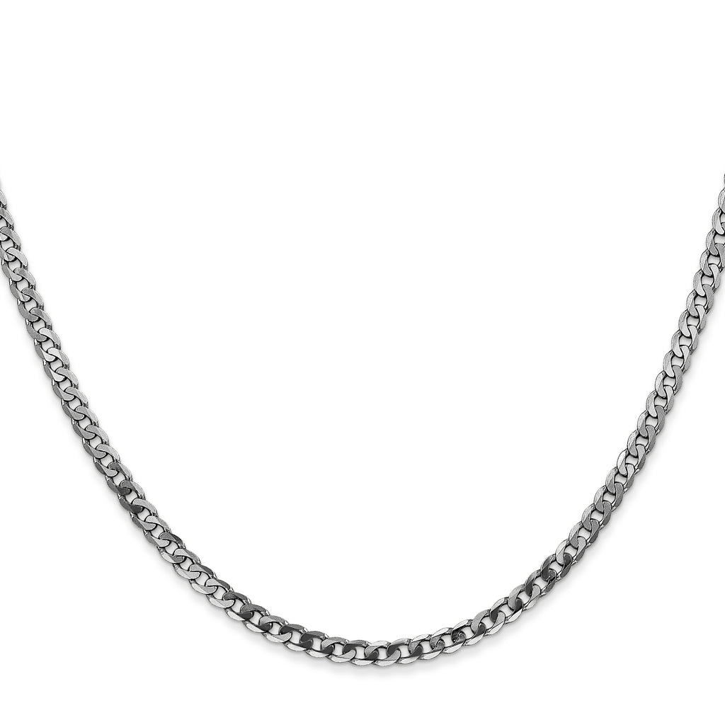 14K White Gold Solid Curb Chain Necklace 2.9mm