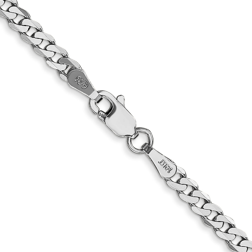 14K White Gold Solid Curb Chain Necklace 2.9mm