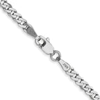 14K White Gold 8 inch 2.9mm Flat Beveled Curb with Lobster Clasp Bracelet