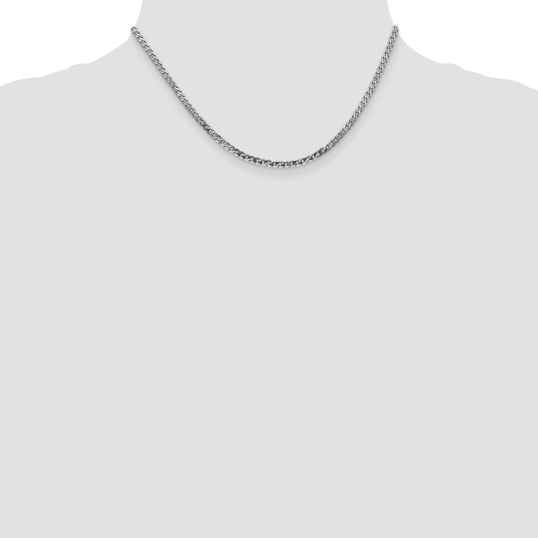 14K White Gold Solid Curb Chain Necklace 2.9mm