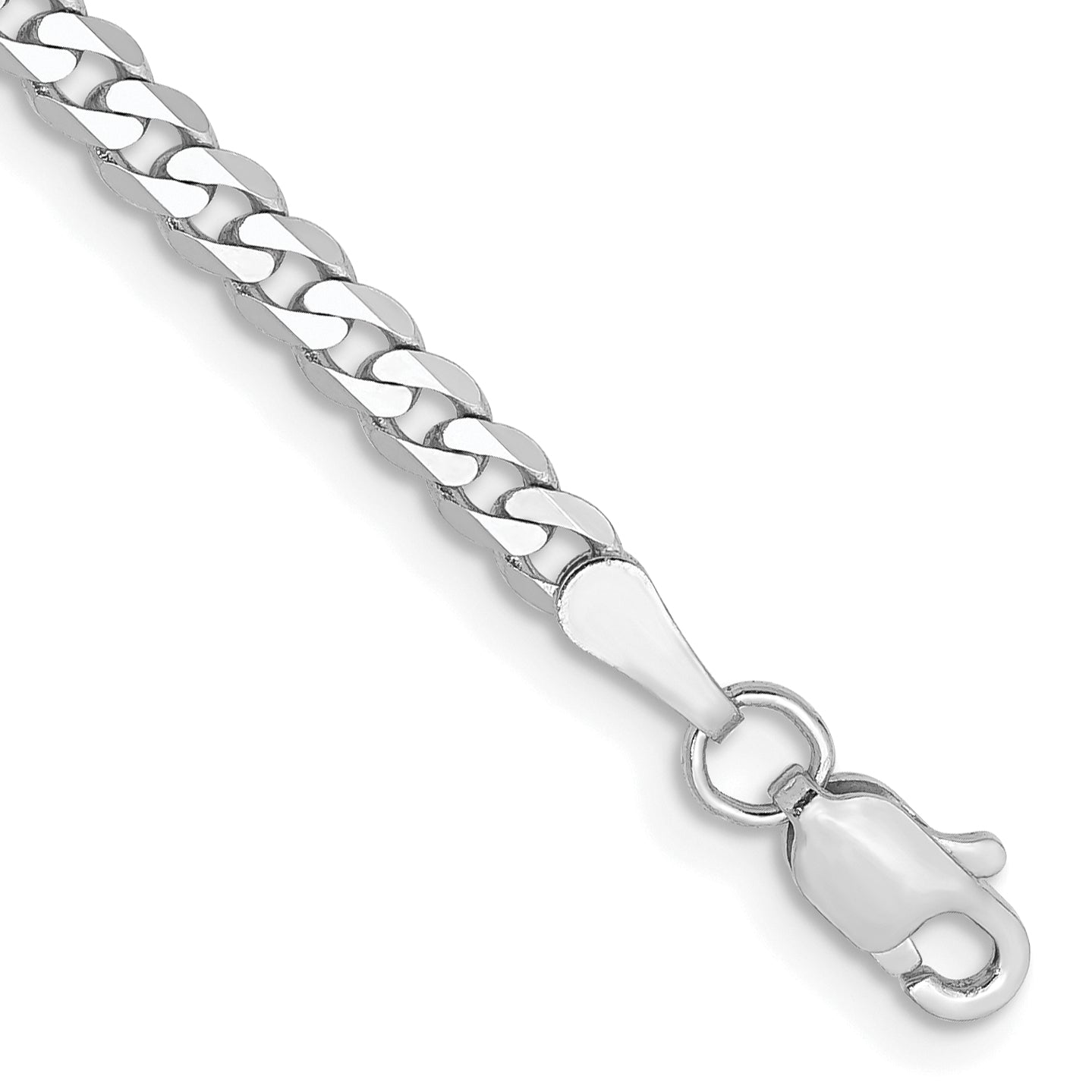 14K White Gold 7 inch 2.9mm Flat Beveled Curb with Lobster Clasp Bracelet Main image
