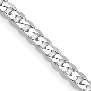 14K White Gold Solid Curb Chain Necklace 2.9mm