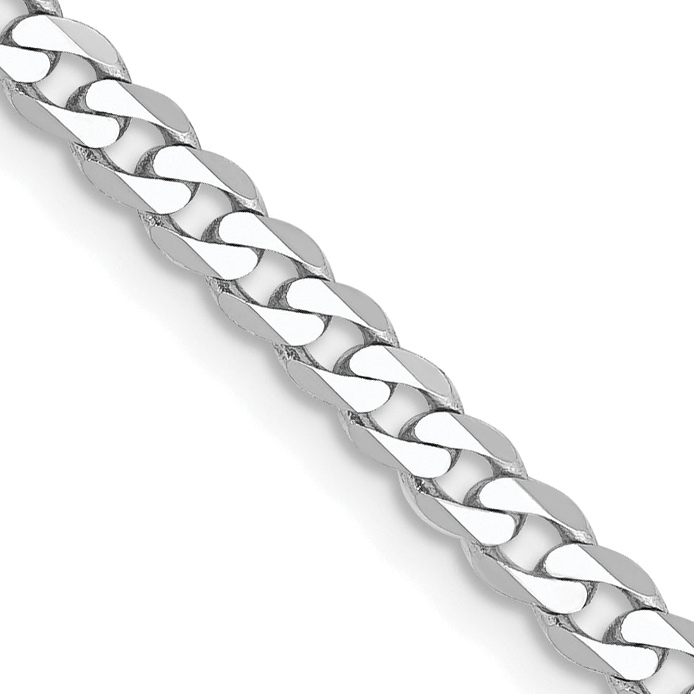 14K White Gold Solid Curb Chain Necklace 2.9mm