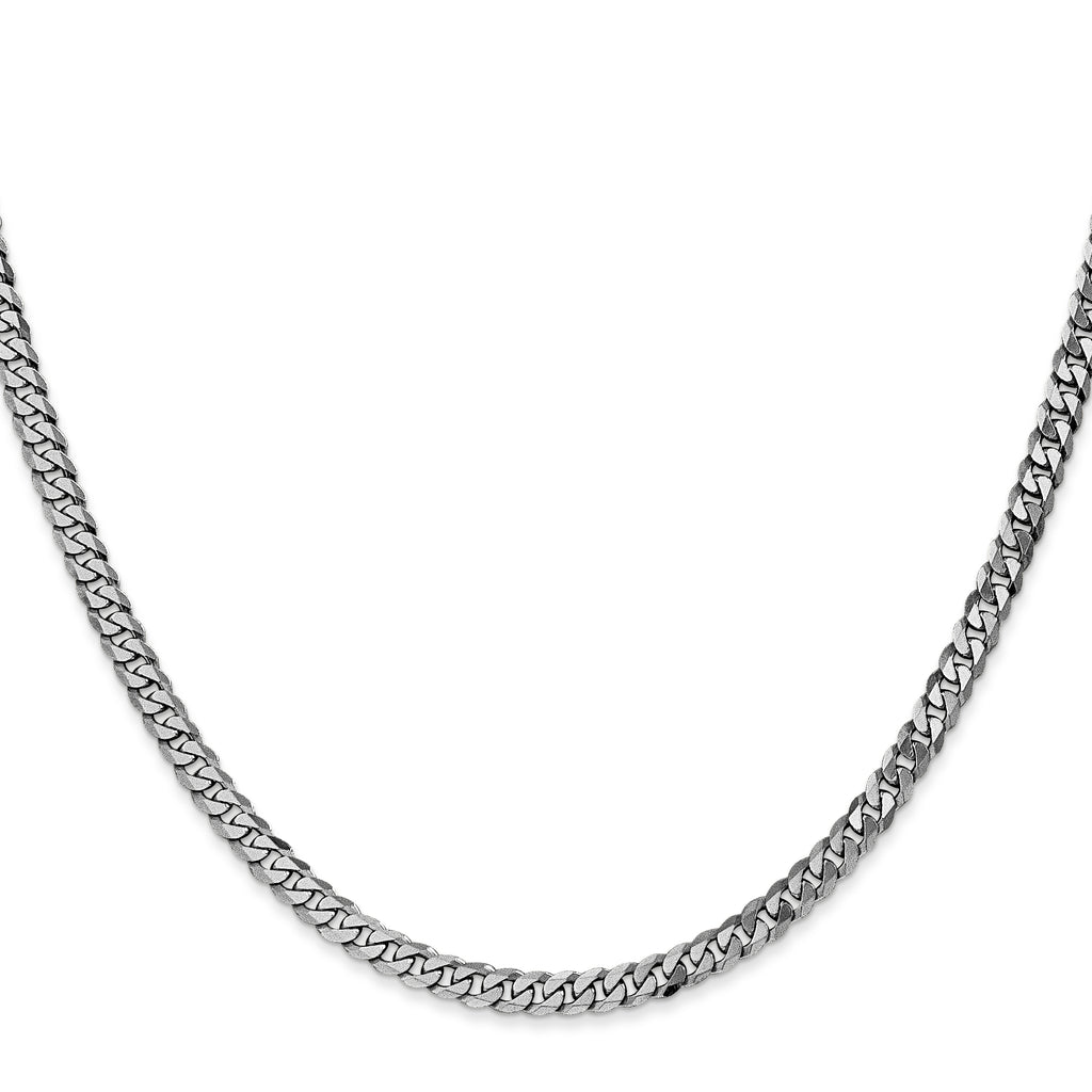 14K White Gold 8 inch 3.9mm Flat Beveled Curb with Lobster Clasp Bracelet