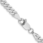 14K White Gold 8 inch 3.9mm Flat Beveled Curb with Lobster Clasp Bracelet