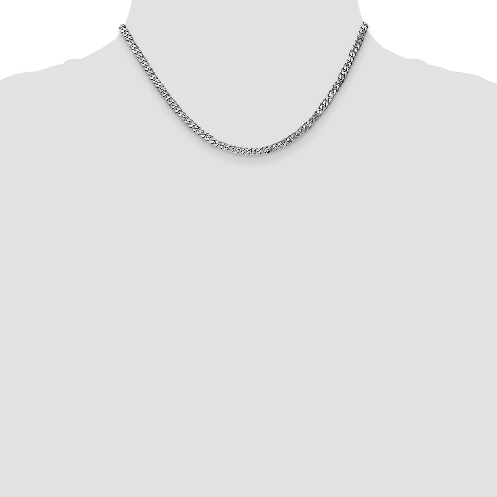14K White Gold Solid Curb Chain Necklace 3.9mm