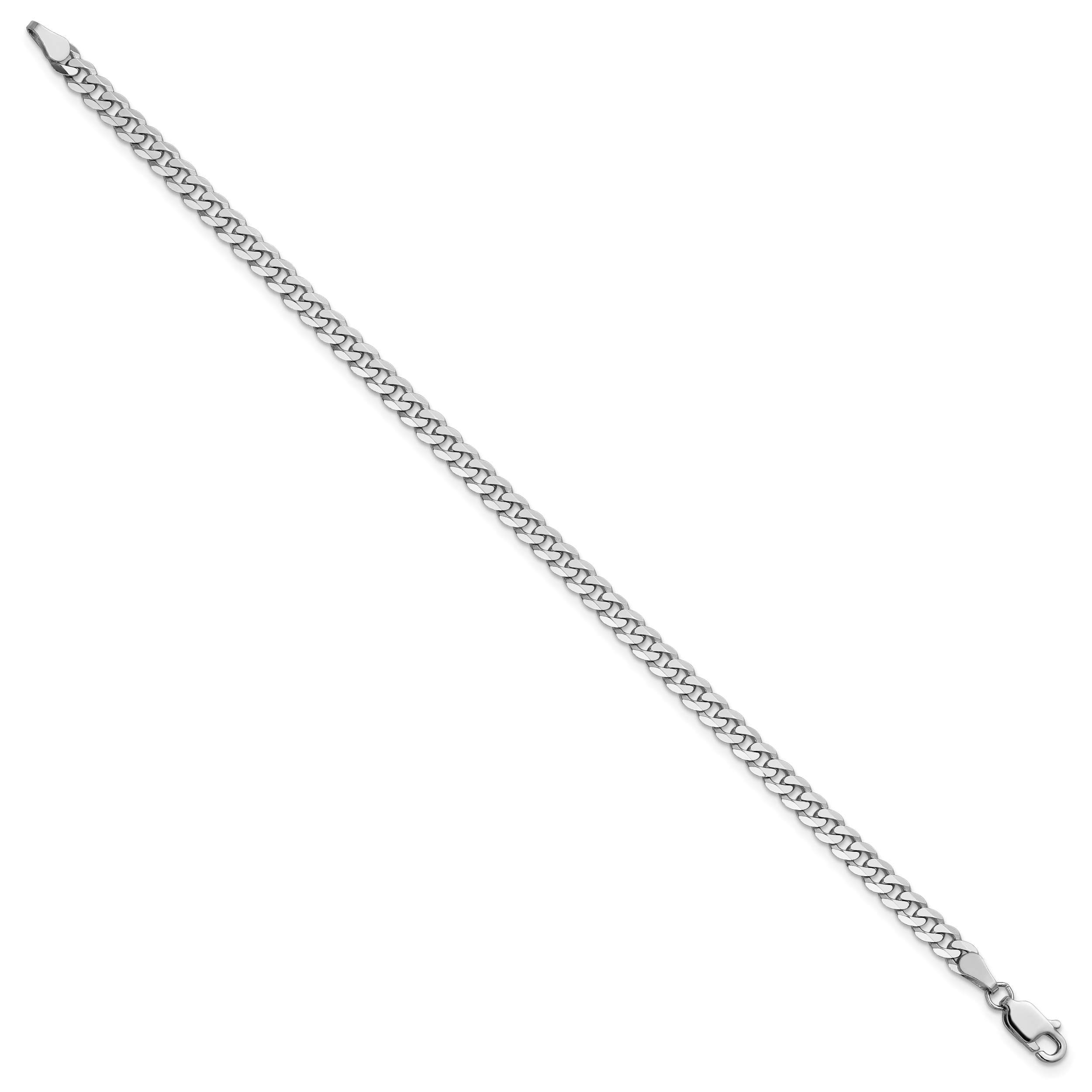14K White Gold 7 inch 3.9mm Flat Beveled Curb with Lobster Clasp Bracelet Secondary image