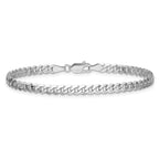 14K White Gold 8 inch 3.9mm Flat Beveled Curb with Lobster Clasp Bracelet
