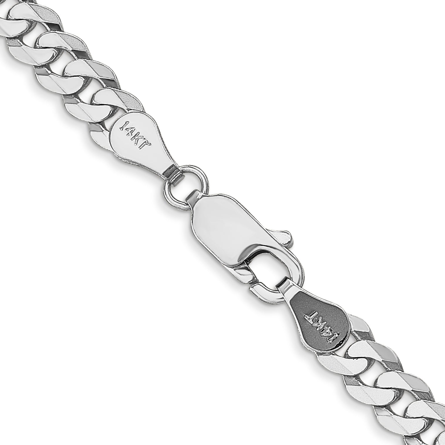 14K White Gold 8 inch 4.75mm Flat Beveled Curb with Lobster Clasp Bracelet