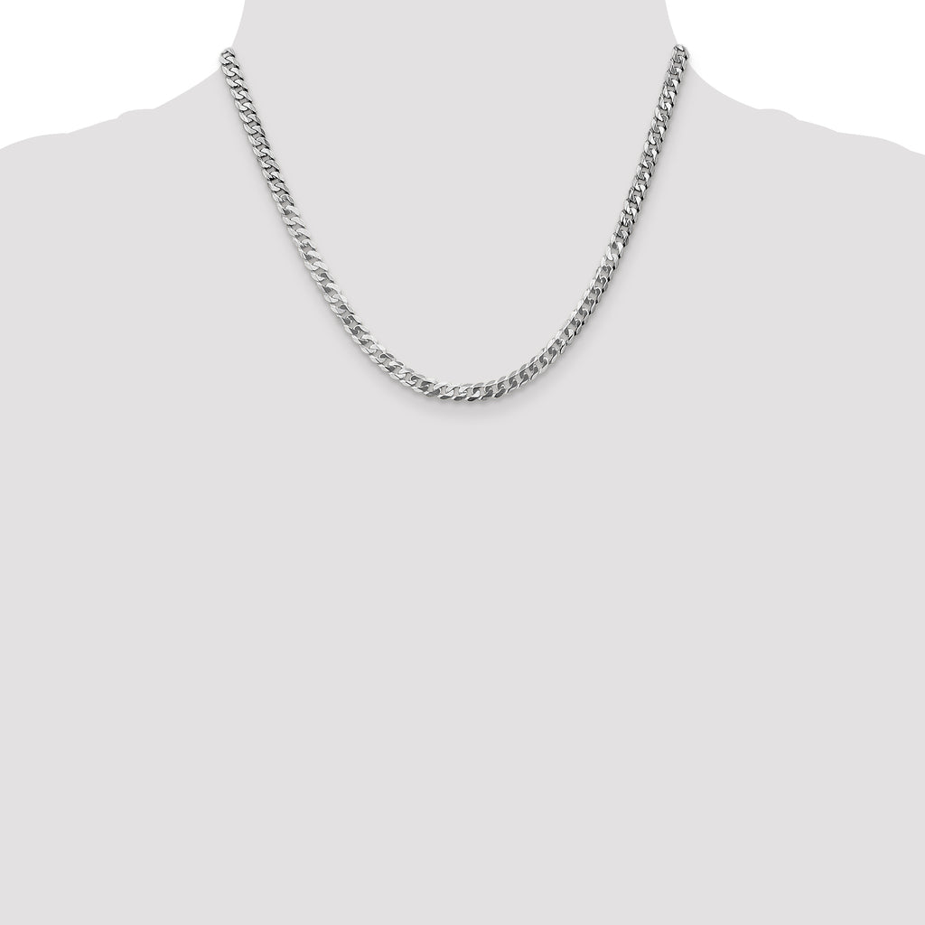 14K White Gold Solid Curb Chain Necklace 4.75mm