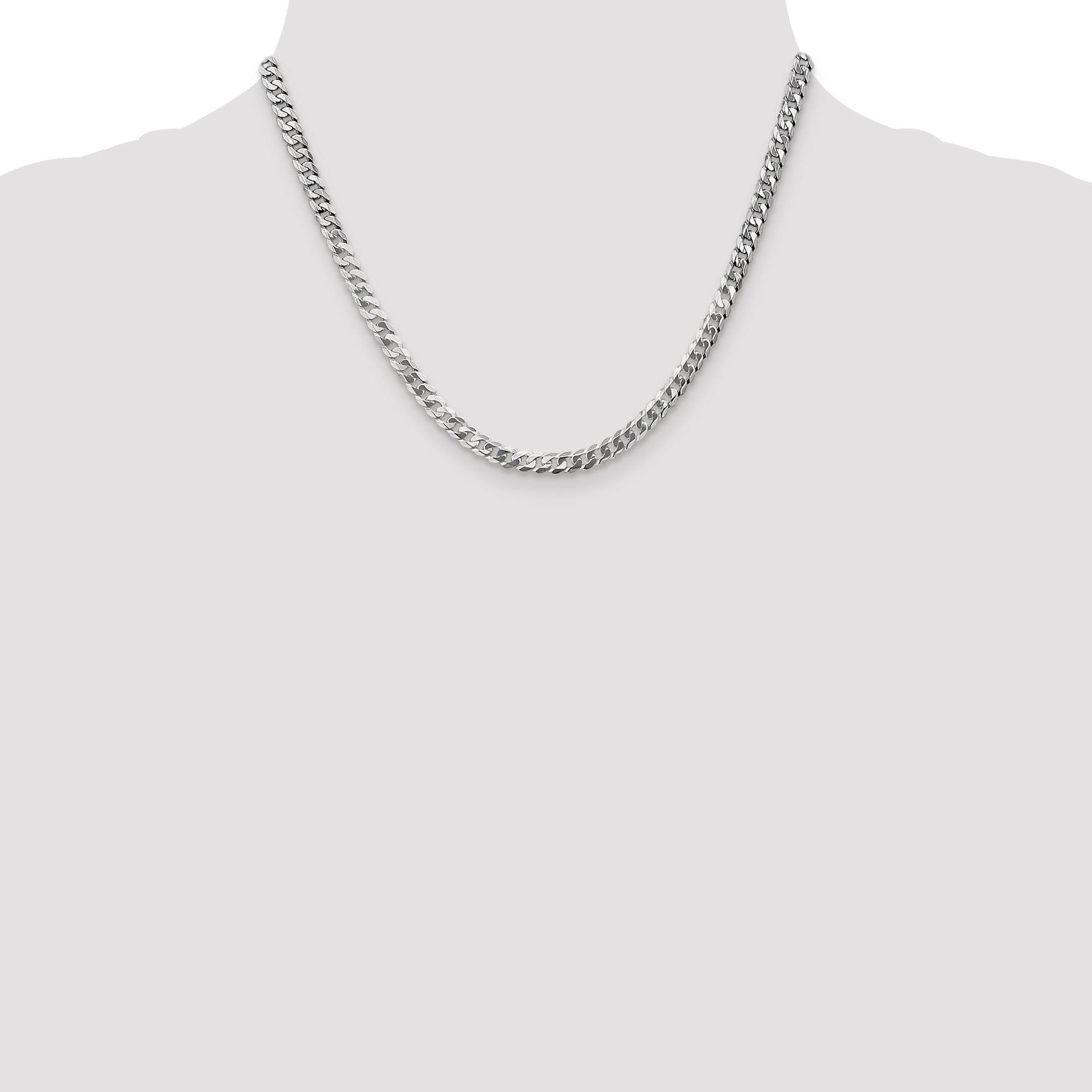 14K White Gold Solid Curb Chain Necklace 4.75mm