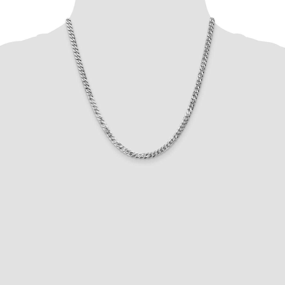 14K White Gold 20 inch 4.75mm Flat Beveled Curb with Lobster Clasp Chain