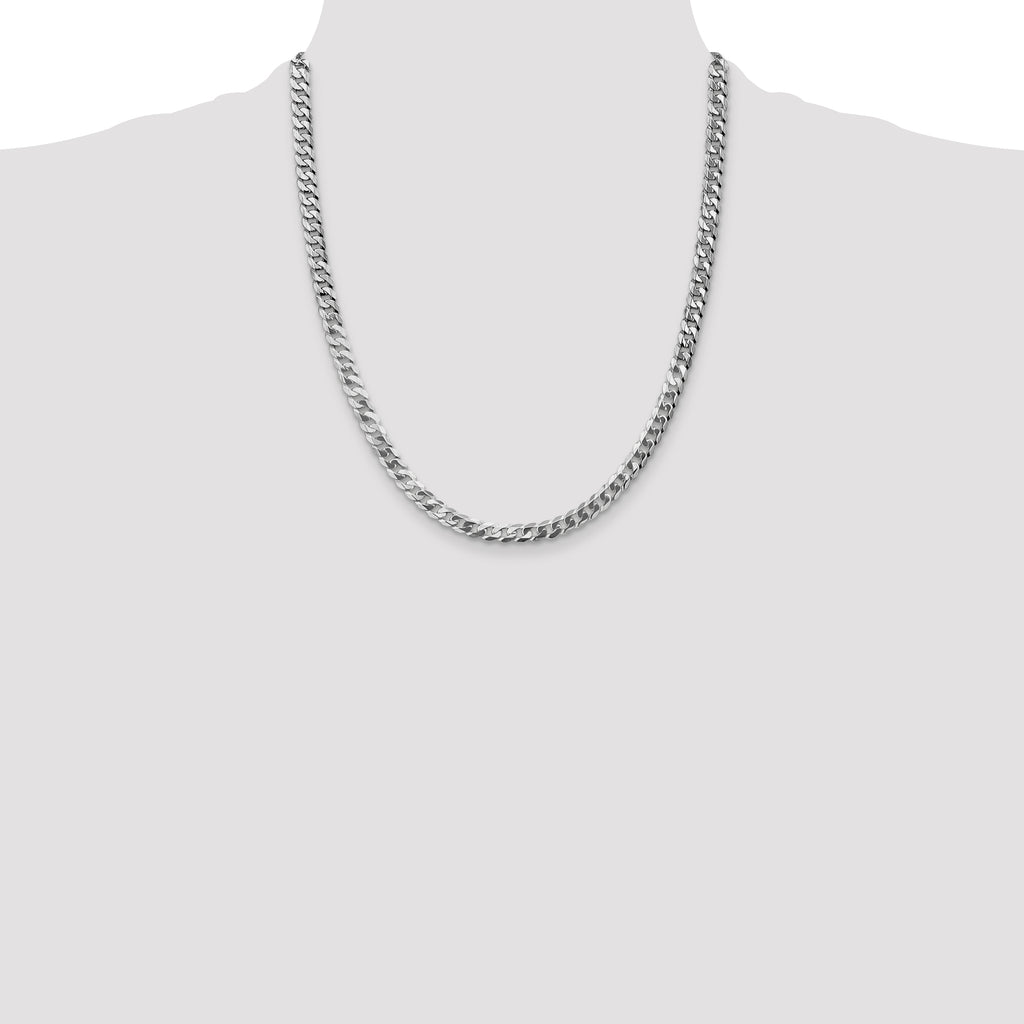 14K White Gold 22 inch 4.75mm Flat Beveled Curb with Lobster Clasp Chain