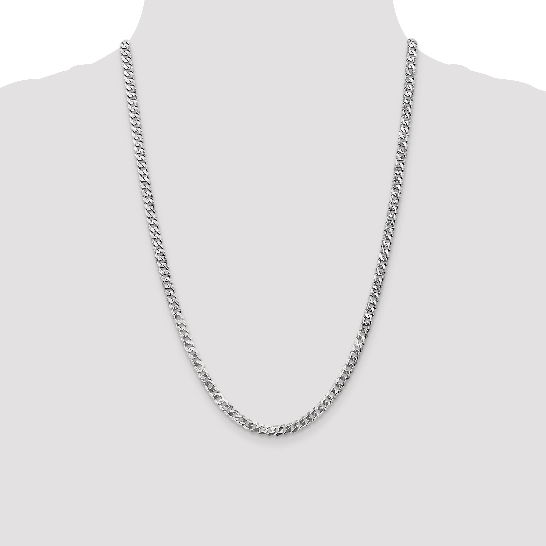 14K White Gold 24 inch 4.75mm Flat Beveled Curb with Lobster Clasp Chain