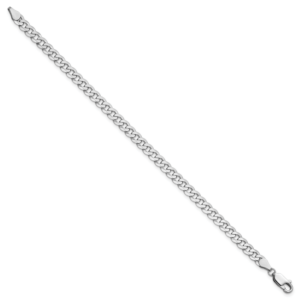 14K White Gold 8 inch 4.75mm Flat Beveled Curb with Lobster Clasp Bracelet