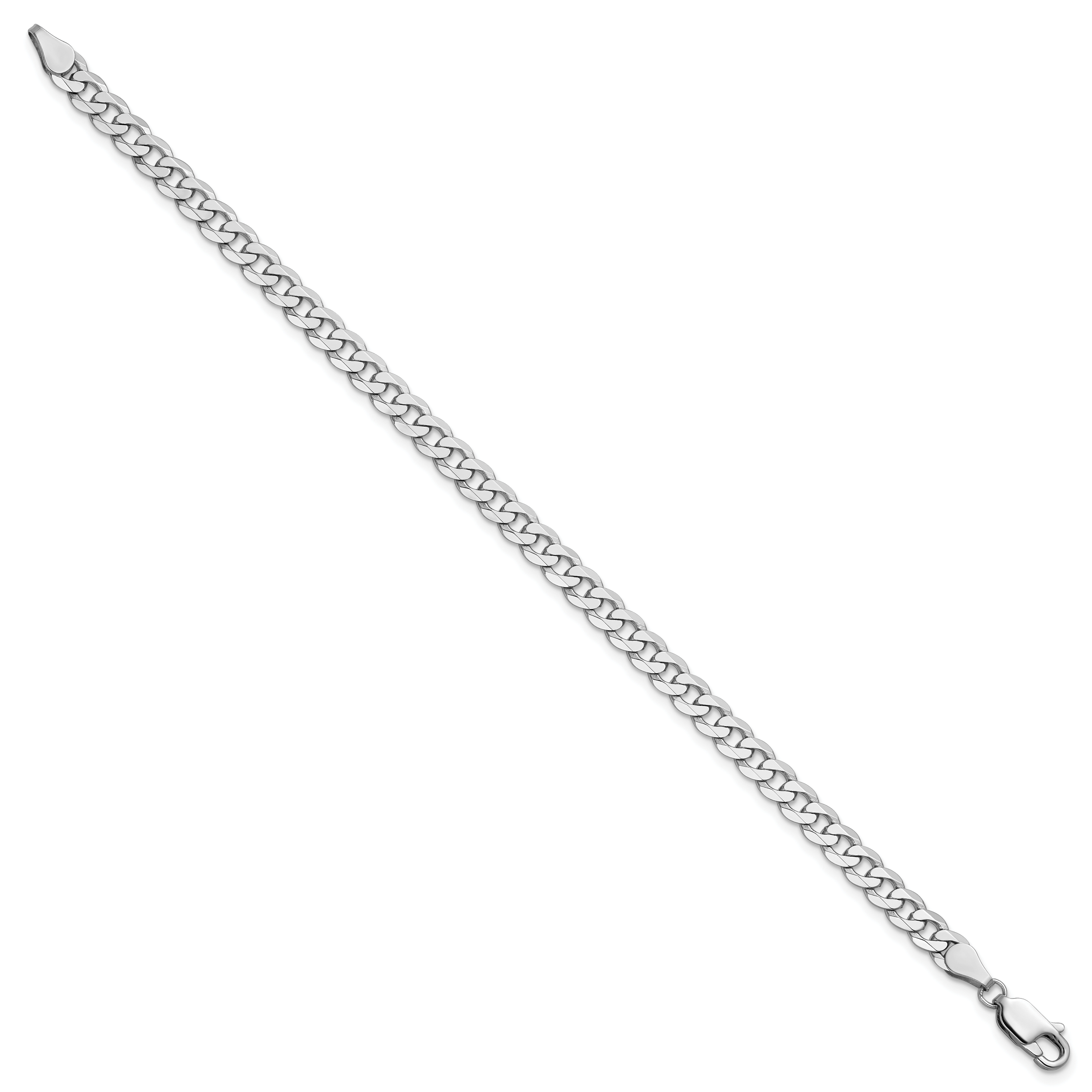 14K White Gold 8 inch 4.75mm Flat Beveled Curb with Lobster Clasp Bracelet