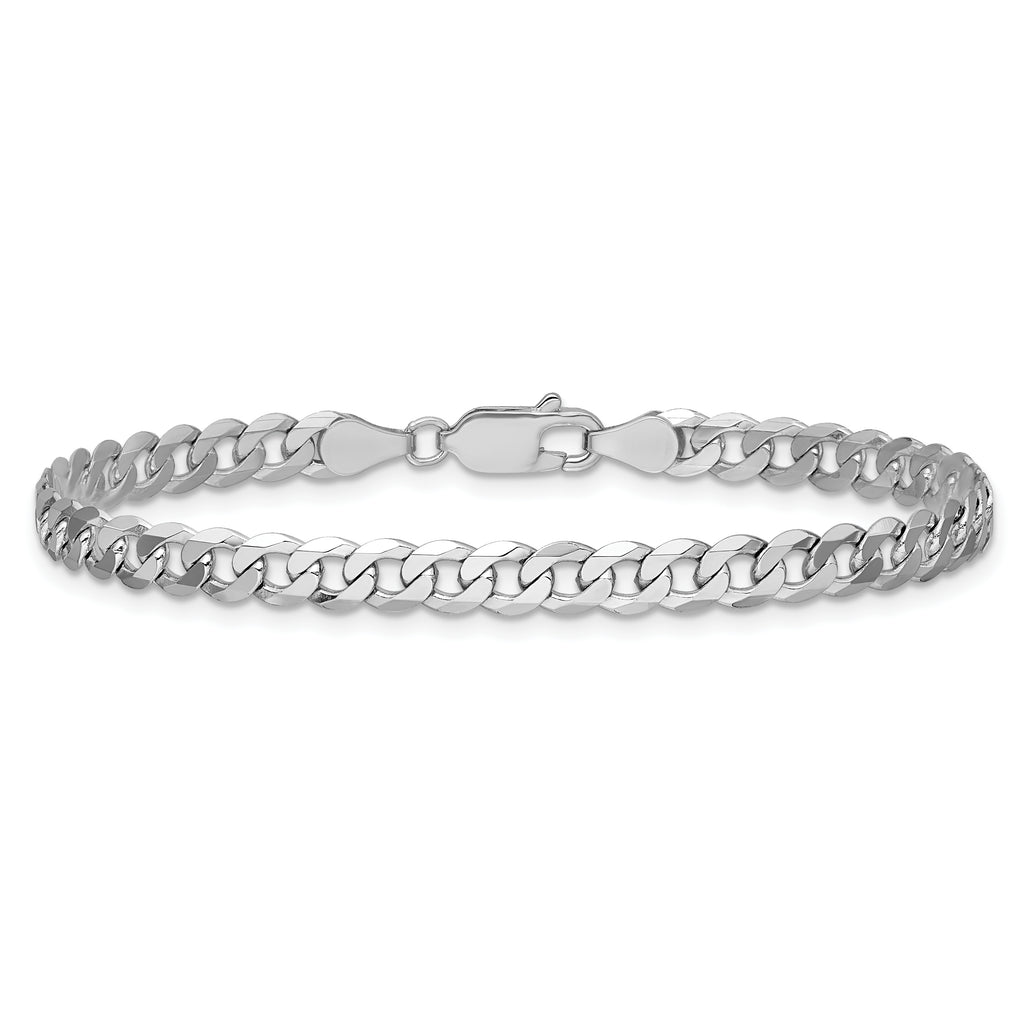14K White Gold 8 inch 4.75mm Flat Beveled Curb with Lobster Clasp Bracelet
