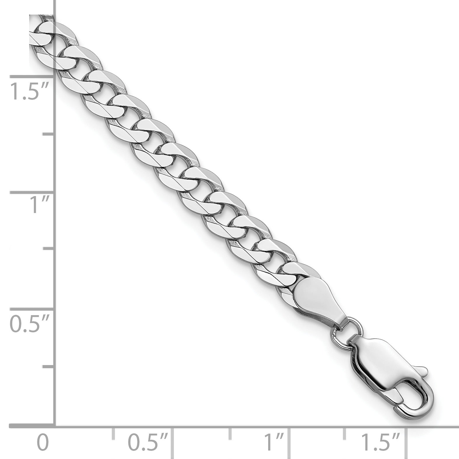 14K White Gold 8 inch 4.75mm Flat Beveled Curb with Lobster Clasp Bracelet