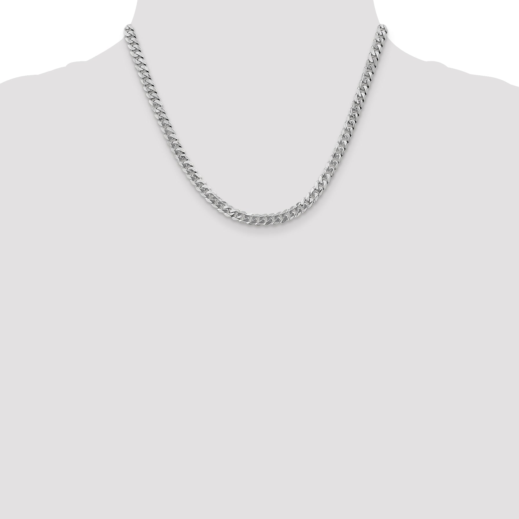 14K White Gold Solid Curb Chain Necklace 5.75mm