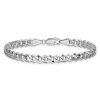 14K White Gold 7 inch 5.75mm Flat Beveled Curb with Lobster Clasp Bracelet