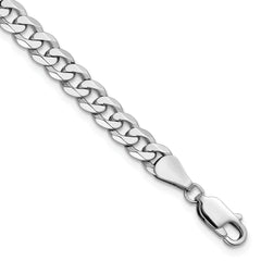 14K White Gold 7 inch 5.75mm Flat Beveled Curb with Lobster Clasp Bracelet