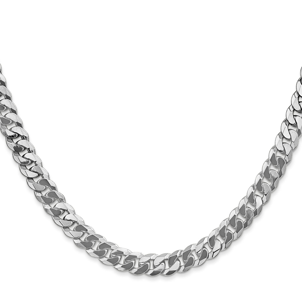 14K White Gold Solid Curb Chain Necklace 6.25mm