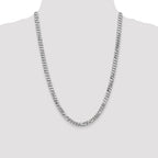 14K White Gold 24 inch 6.25mm Flat Beveled Curb with Lobster Clasp Chain