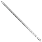 14K White Gold 8 inch 6.25mm Flat Beveled Curb with Lobster Clasp Bracelet