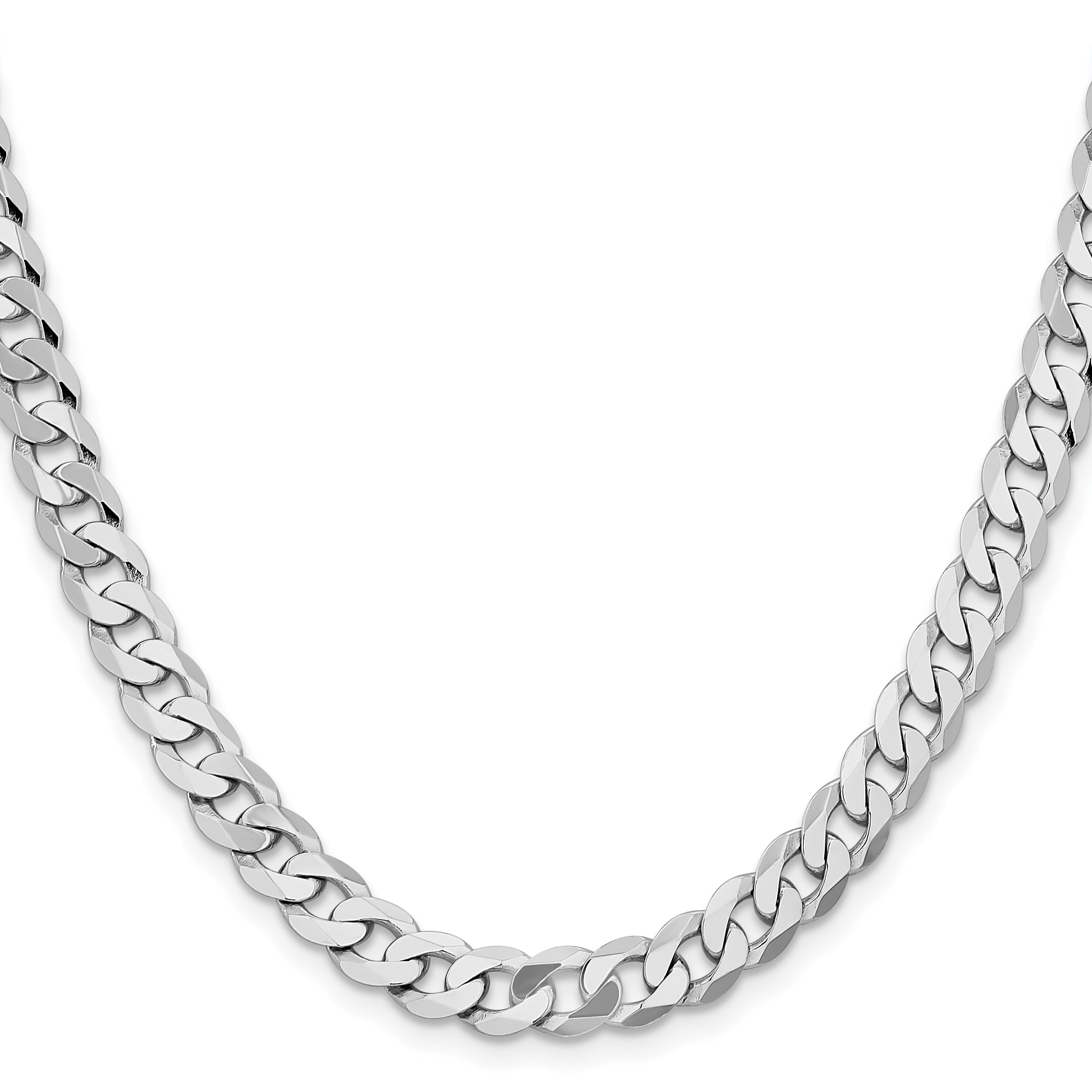 14K White Gold Solid Curb Chain Necklace 7.25mm Secondary image