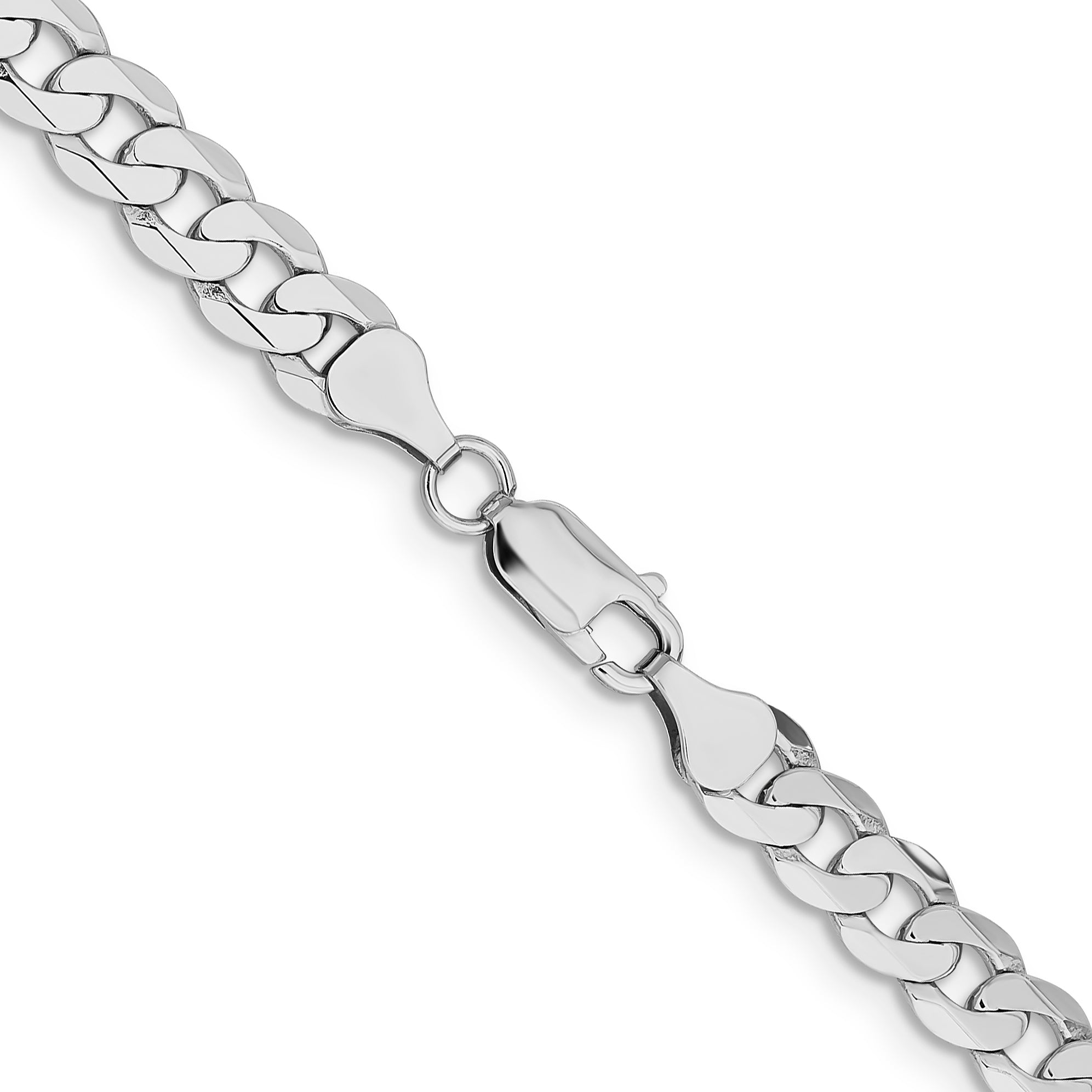 14K White Gold Solid Curb Chain Necklace 7.25mm