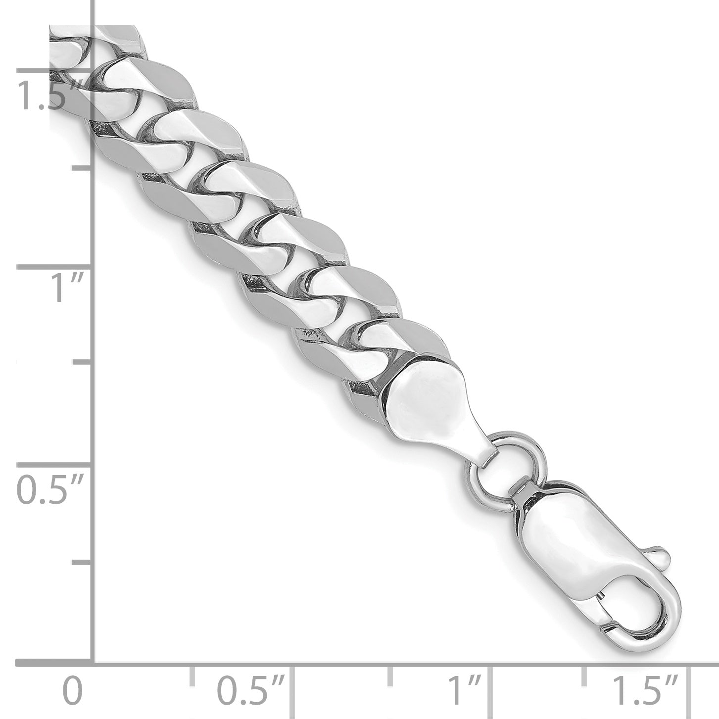14K White Gold 8 inch 7.25mm Flat Beveled Curb with Lobster Clasp Bracelet Secondary image