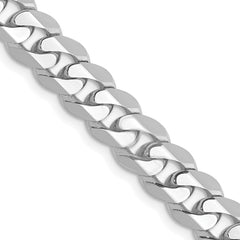 14K White Gold 26 inch 7.25mm Flat Beveled Curb with Lobster Clasp Chain